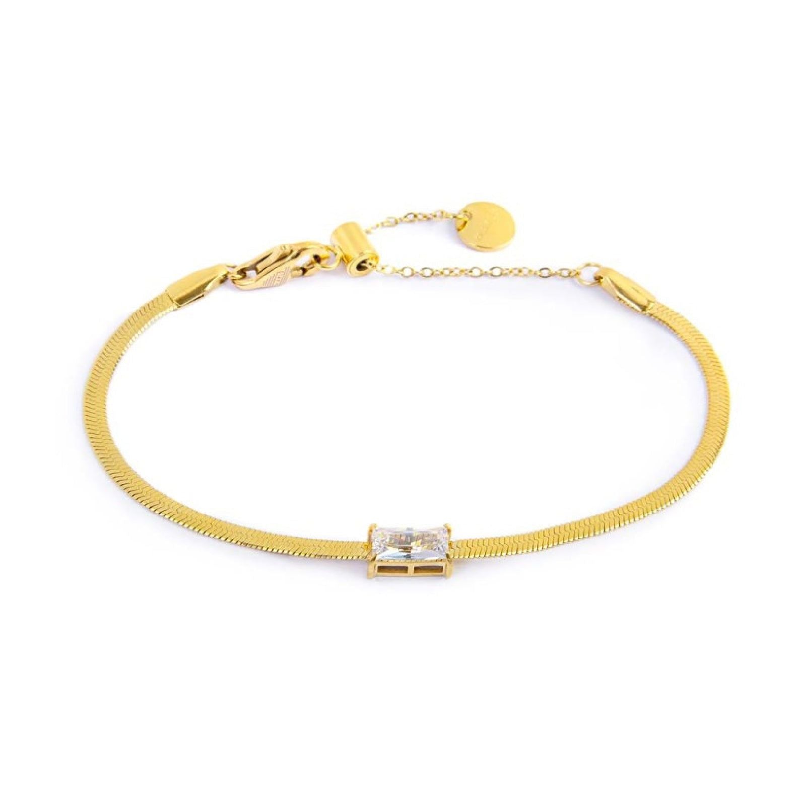 Bracciale maglia snake donna Marlù Sparkles in acciaio dorato con zircone bianco 31BR0010G-W-1