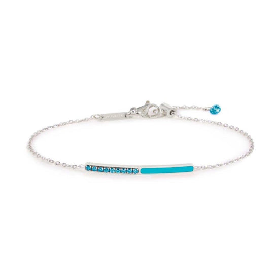Bracciale catena Marlù Sparkles donna acciaio con zirconi e smalto azzurro 31BR0011-AM-1
