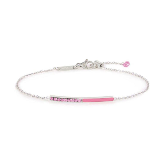 Bracciale catena Marlù Sparkles donna acciaio con zirconi e smalto rosa 31BR0011-LF-1