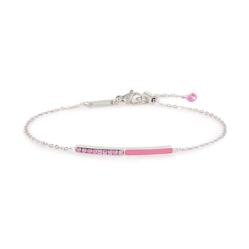 Bracciale catena Marlù Sparkles donna acciaio con zirconi e smalto rosa 31BR0011-LF-1