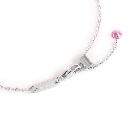 Bracciale catena Marlù Sparkles donna acciaio con zirconi e smalto rosa 31BR0011-LF-2
