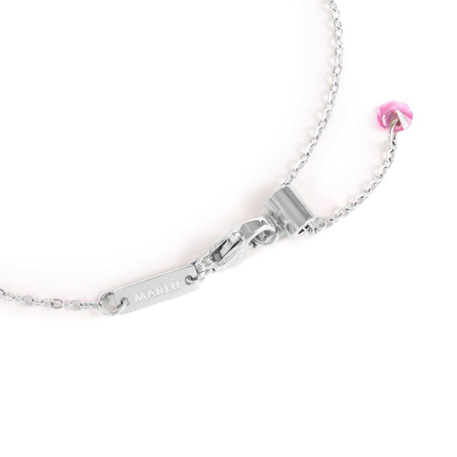 Bracciale catena Marlù Sparkles donna acciaio con zirconi e smalto rosa 31BR0011-LF-2
