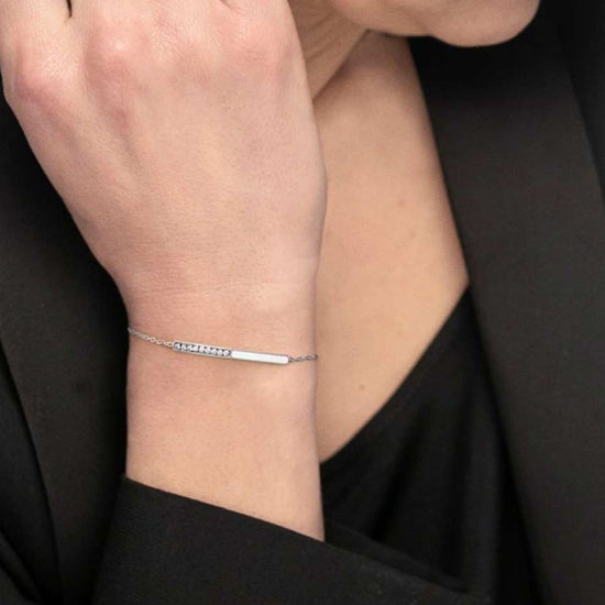 Bracciale catena Marlù Sparkles donna acciaio con zirconi e smalto bianco 31BR0011-W-3