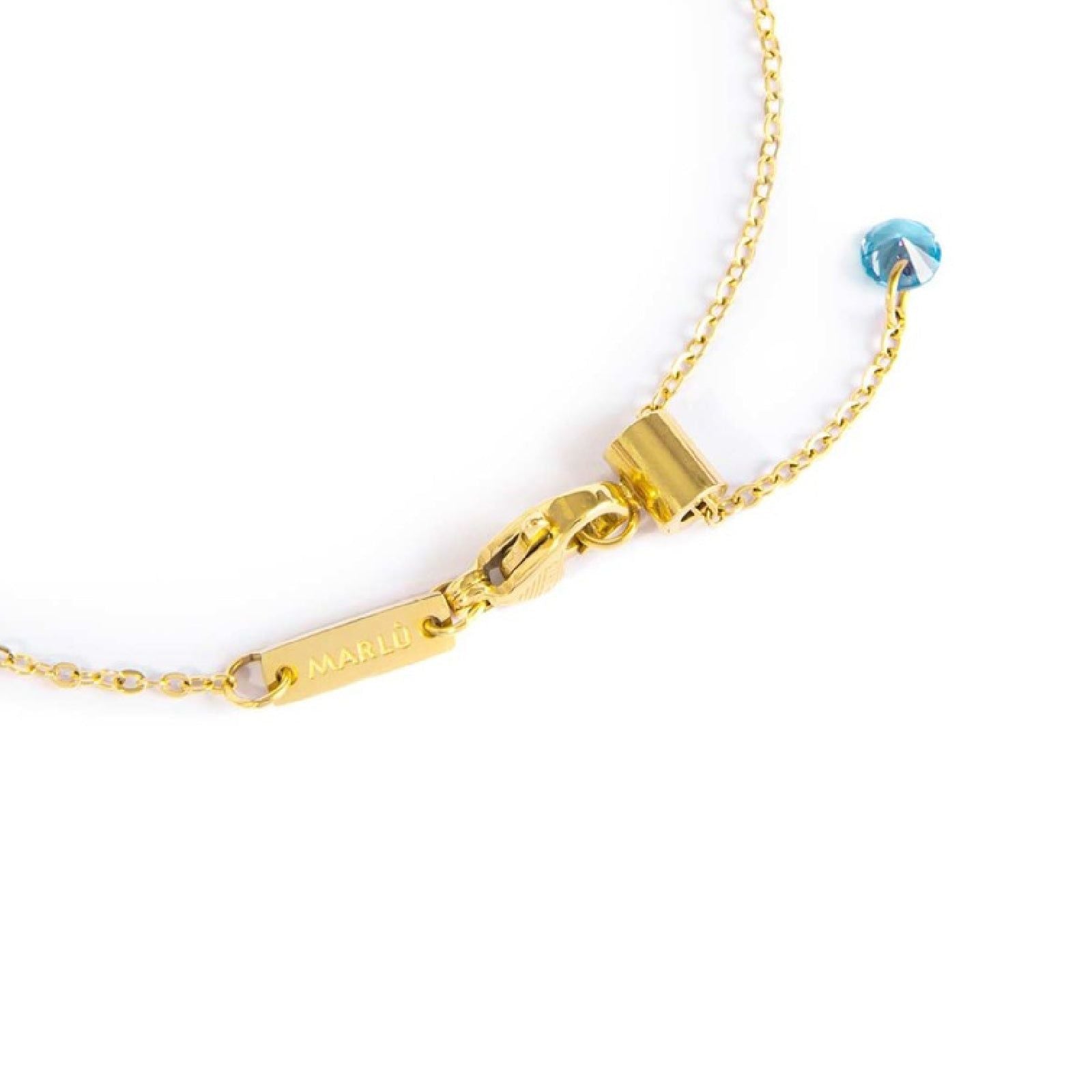 Bracciale catena Marlù Sparkles donna acciaio dorato con zirconi e smalto azzurro 31BR0011G-AM-2