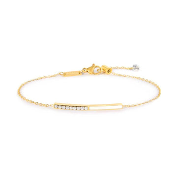 Bracciale catena Marlù Sparkles donna acciaio dorato con zirconi e smalto bianco 31BR0011G-W-1