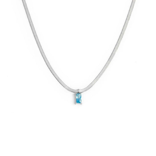 Collana snake donna Marlù Sparkles in acciaio con zircone azzurro taglio baguette 31CN0001-AM-1