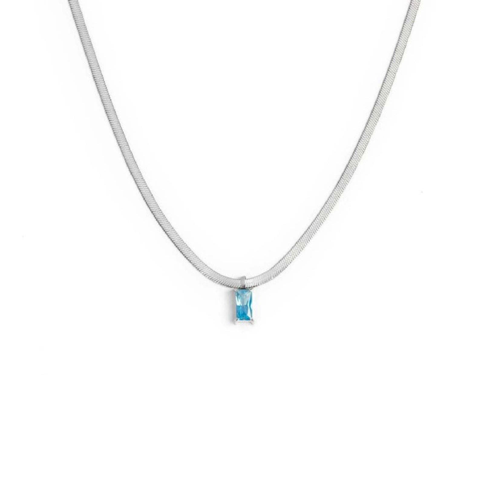 Collana snake donna Marlù Sparkles in acciaio con zircone azzurro taglio baguette 31CN0001-AM-1