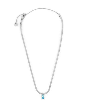 Collana catena snake da donna della collezione Marlù Sparkles in acciaio 316L con zircone azzurro taglio baguette 31CN0001-AM