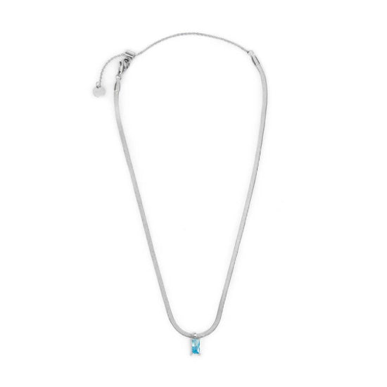 Collana snake donna Marlù Sparkles in acciaio con zircone azzurro taglio baguette 31CN0001-AM