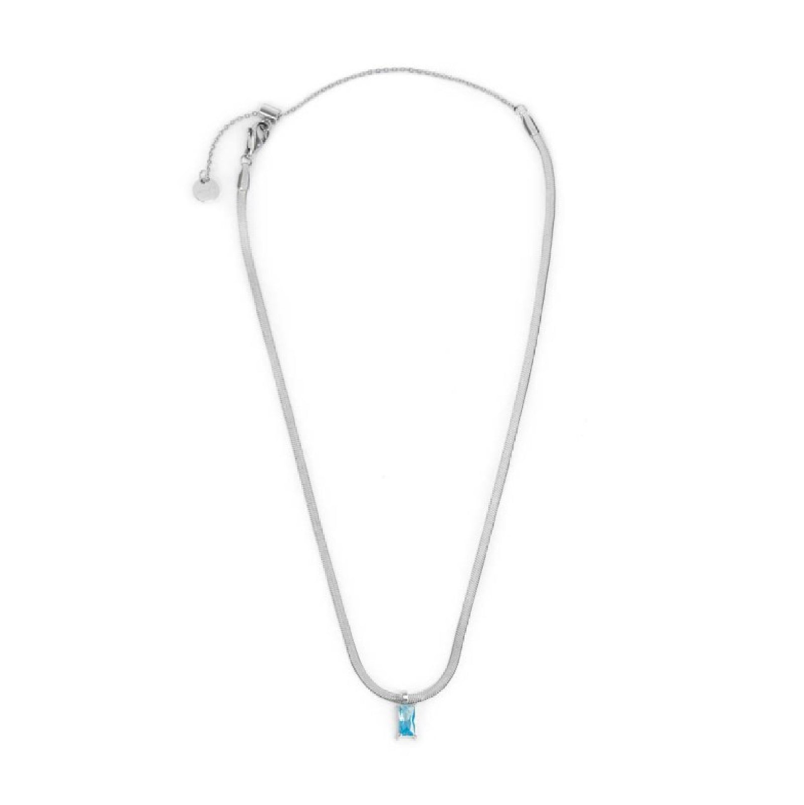 Collana snake donna Marlù Sparkles in acciaio con zircone azzurro taglio baguette 31CN0001-AM