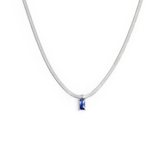 Collana snake donna Marlù Sparkles in acciaio con zircone blu taglio baguette 31CN0001-B-1