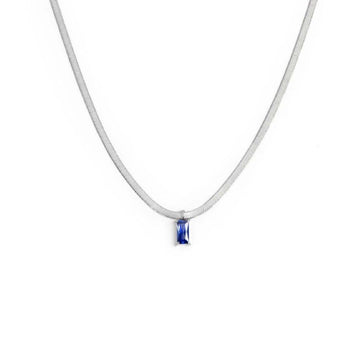 Collana snake donna Marlù Sparkles in acciaio con zircone blu taglio baguette 31CN0001-B-1