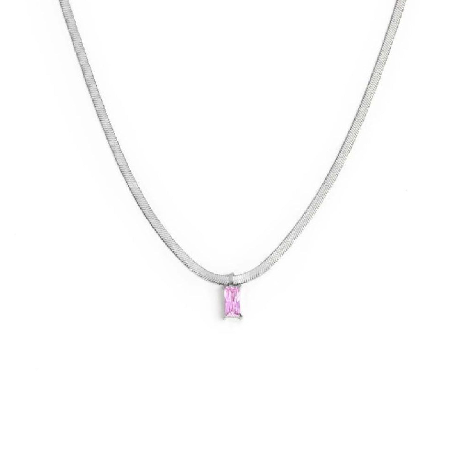 Collana snake donna Marlù Sparkles in acciaio con zircone rosa taglio baguette 31CN0001-LF-1