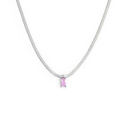 Collana snake donna Marlù Sparkles in acciaio con zircone rosa taglio baguette 31CN0001-LF-1