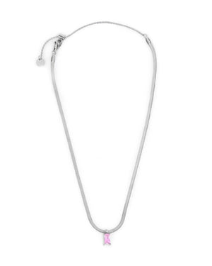 Collana catena snake da donna della collezione Marlù Sparkles in acciaio 316L e zircone rosa taglio baguette 31CN0001-LF