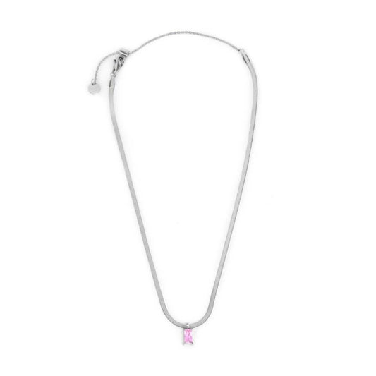 Collana snake donna Marlù Sparkles in acciaio con zircone rosa taglio baguette 31CN0001-LF