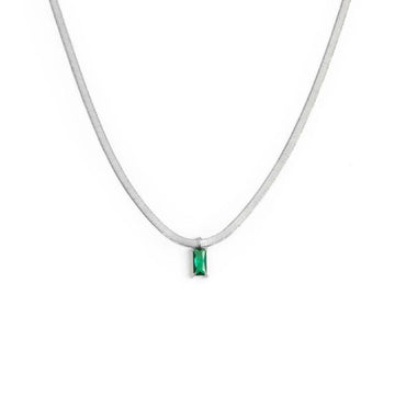 Collana snake donna Marlù Sparkles in acciaio con zircone verde taglio baguette 31CN0001-S-1