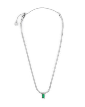 Collana catena snake da donna della collezione Marlù Sparkles in acciaio 316L e zircone verde taglio baguette 31CN0001-S