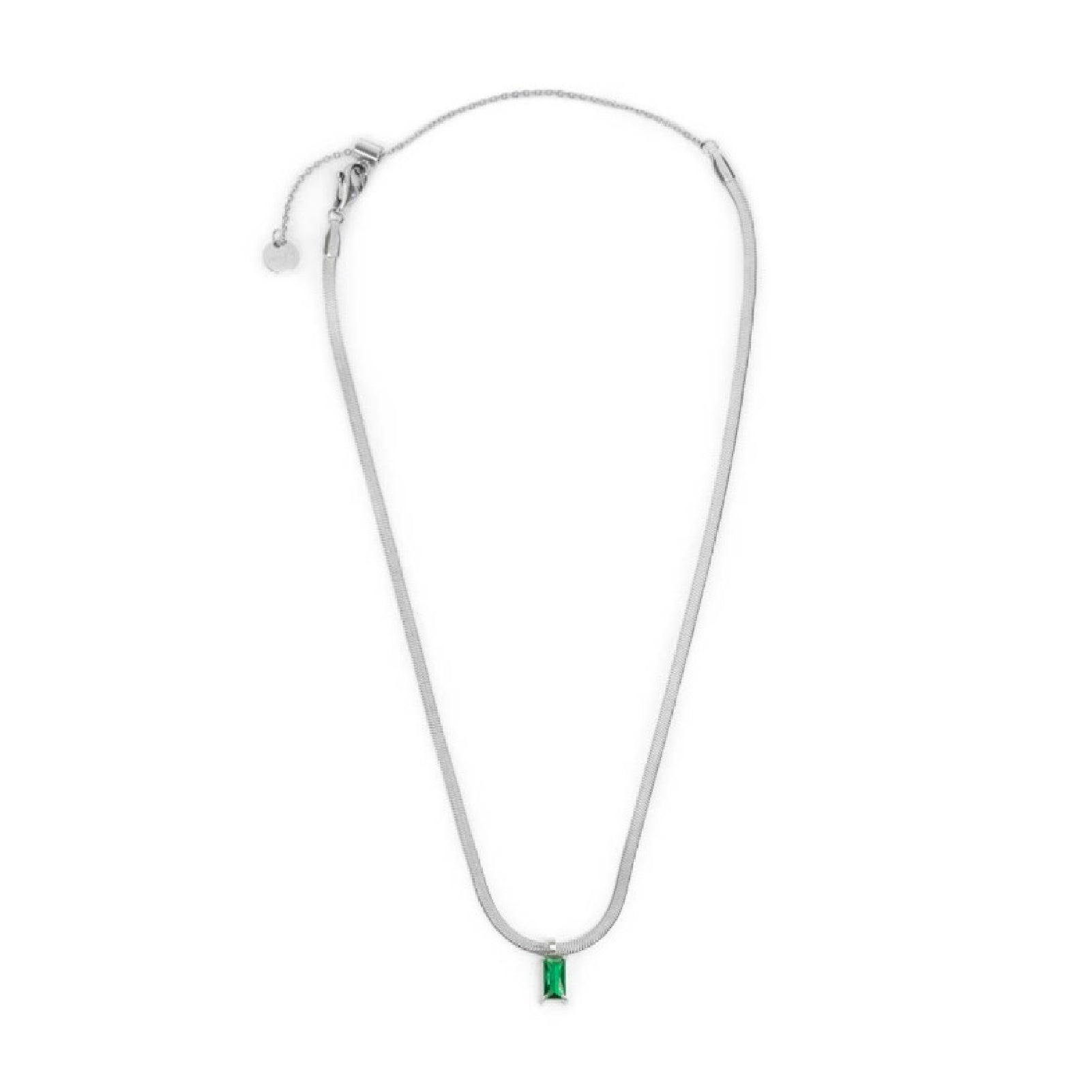 Collana snake donna Marlù Sparkles in acciaio con zircone verde taglio baguette 31CN0001-S