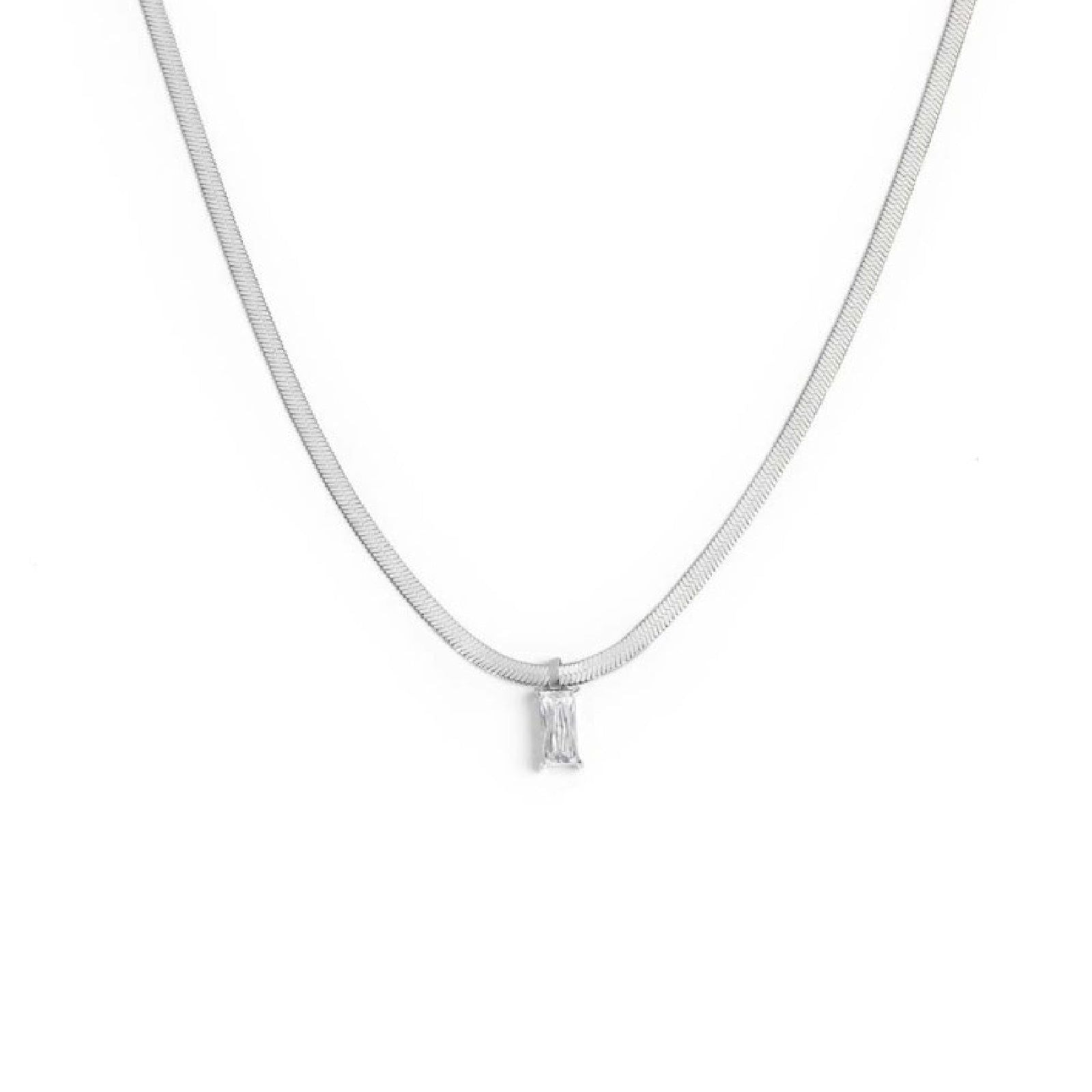 Collana snake donna Marlù Sparkles in acciaio con zircone bianco taglio baguette 31CN0001-W-1