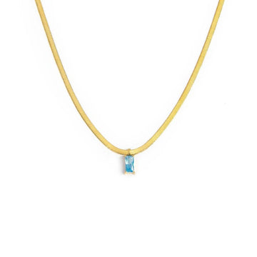 Collana snake donna Marlù Sparkles in acciaio dorato con zircone azzurro taglio baguette 31CN0001G-AM-1