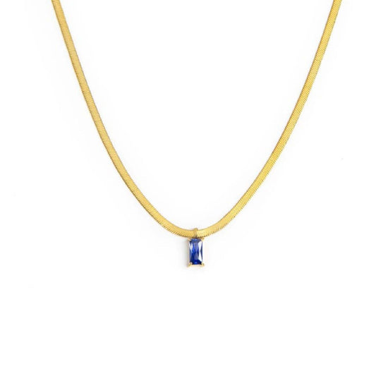 Collana snake donna Marlù Sparkles in acciaio dorato con zircone blu taglio baguette 31CN0001G-B-1