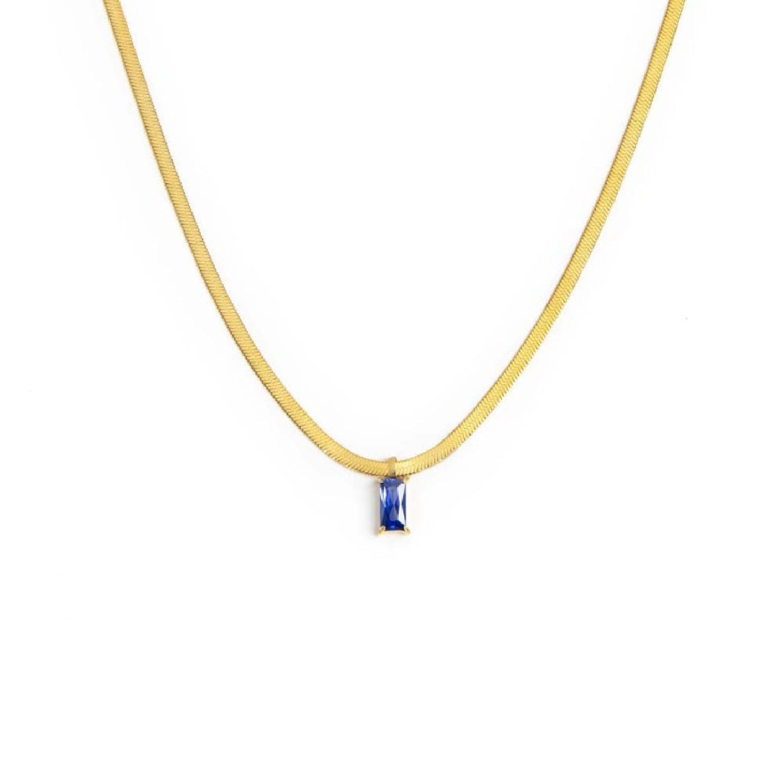 Collana snake donna Marlù Sparkles in acciaio dorato con zircone blu taglio baguette 31CN0001G-B-1