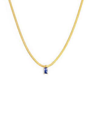 Collana catena snake da donna della collezione Marlù Sparkles in acciaio 316L dorato e zircone blu taglio baguette 31CN0001G-B