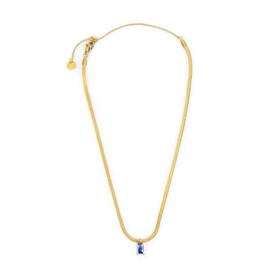 Collana snake donna Marlù Sparkles in acciaio dorato con zircone blu taglio baguette 31CN0001G-B