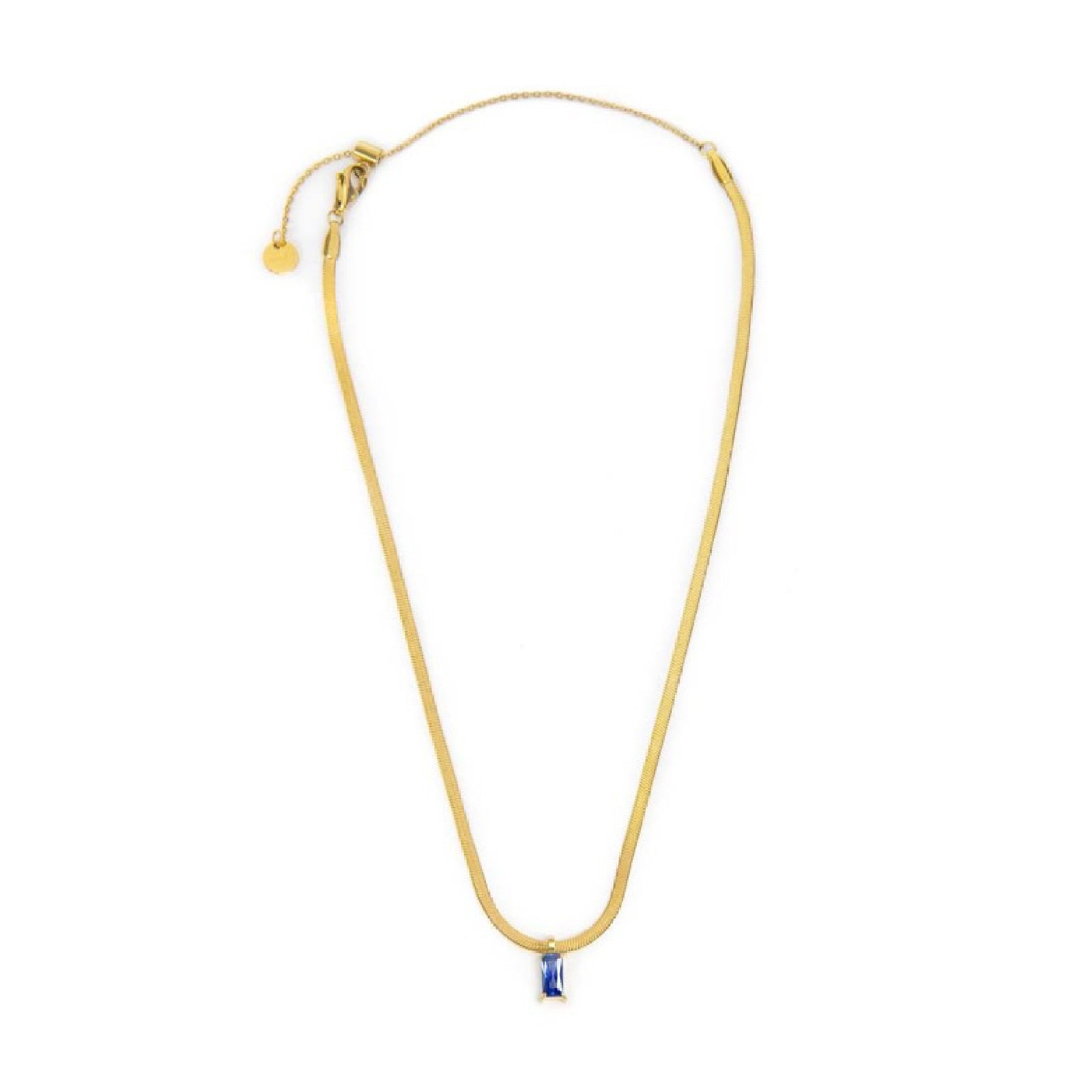 Collana snake donna Marlù Sparkles in acciaio dorato con zircone blu taglio baguette 31CN0001G-B