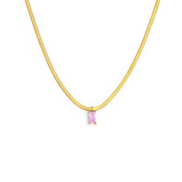 Collana snake donna Marlù Sparkles in acciaio dorato con zircone rosa taglio baguette 31CN0001G-LF-1