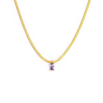 Collana snake donna Marlù Sparkles in acciaio dorato con zircone viola taglio baguette 31CN0001G-P-1