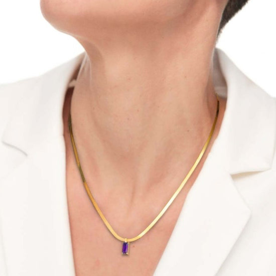 Collana Marlù Sparkles In Acciaio Silver Con Zircone Rosa - Catena Snake Regolabile 34-44 Cm