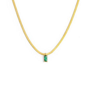 Collana snake donna Marlù Sparkles in acciaio dorato con zircone verde taglio baguette 31CN0001G-S-1