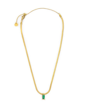 Collana catena snake da donna della collezione Marlù Sparkles in acciaio 316L dorato e zircone verde taglio baguette 31CN0001G-S