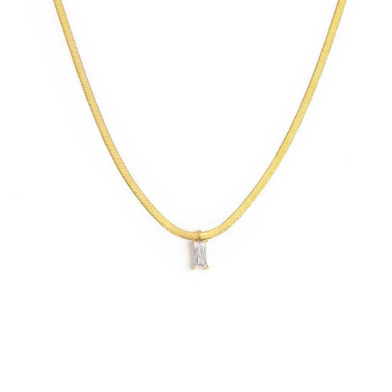 Collana snake donna Marlù Sparkles in acciaio dorato con zircone bianco taglio baguette 31CN0001G-W-1