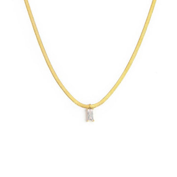 Collana snake donna Marlù Sparkles in acciaio dorato con zircone bianco taglio baguette 31CN0001G-W-1