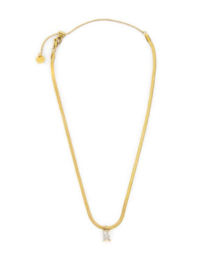 Collana catena snake da donna della collezione Marlù Sparkles in acciaio 316L dorato e zircone bianco taglio baguette 31CN0001G-W