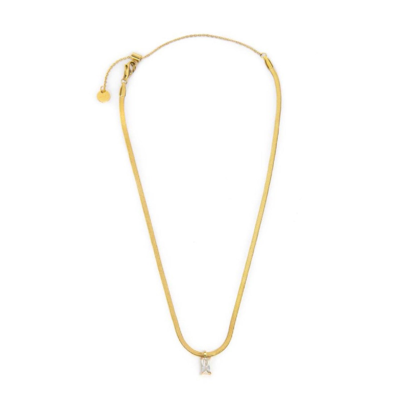 Collana snake donna Marlù Sparkles in acciaio dorato con zircone bianco taglio baguette 31CN0001G-W
