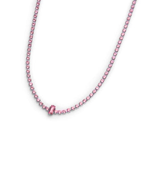 Collana tennis choker Marlù Sparkles da donna in acciaio con zirconi color rosa di 2 mm 31CN0002-LF