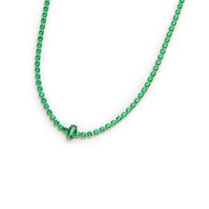 Collana tennis choker Marlù Sparkles da donna in acciaio con zirconi colore verde di 2 mm 31CN0002-S