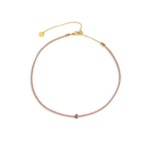 Collana tennis choker Marlù Sparkles da donna in acciaio con pvd oro con zirconi color rosa di 2 mm 31CN0002G-LF