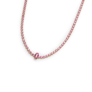 Collana tennis choker Marlù Sparkles da donna in acciaio con pvd oro con zirconi color rosa di 2 mm 31CN0002G-LF