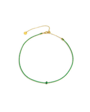 Collana tennis choker Marlù Sparkles da donna in acciaio con pvd oro con zirconi colore verde di 2 mm 31CN0002G-S