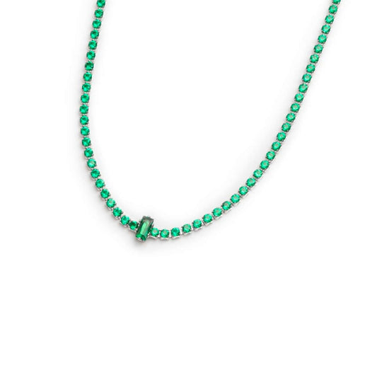 Collana tennis Marlù Sparkles da donna in acciaio oro con zirconi verdi 2 mm 31CN0002G-S-2