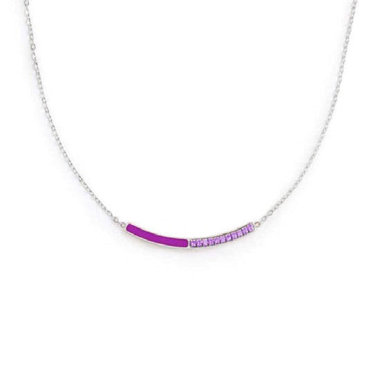 Collana girocollo Marlù Sparkles donna acciaio con zirconi e smalto viola 31CN0003-P-1