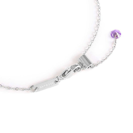 Collana girocollo Marlù Sparkles donna acciaio con zirconi e smalto viola 31CN0003-P-2