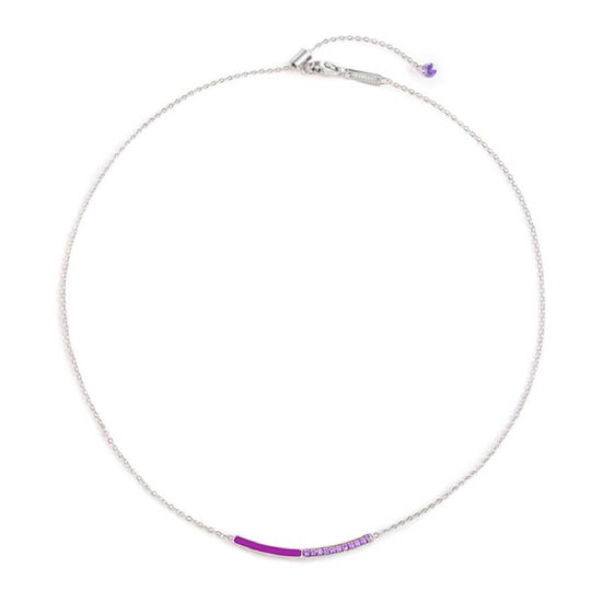 Collana girocollo Marlù Sparkles donna acciaio con zirconi e smalto viola 31CN0003-P-3