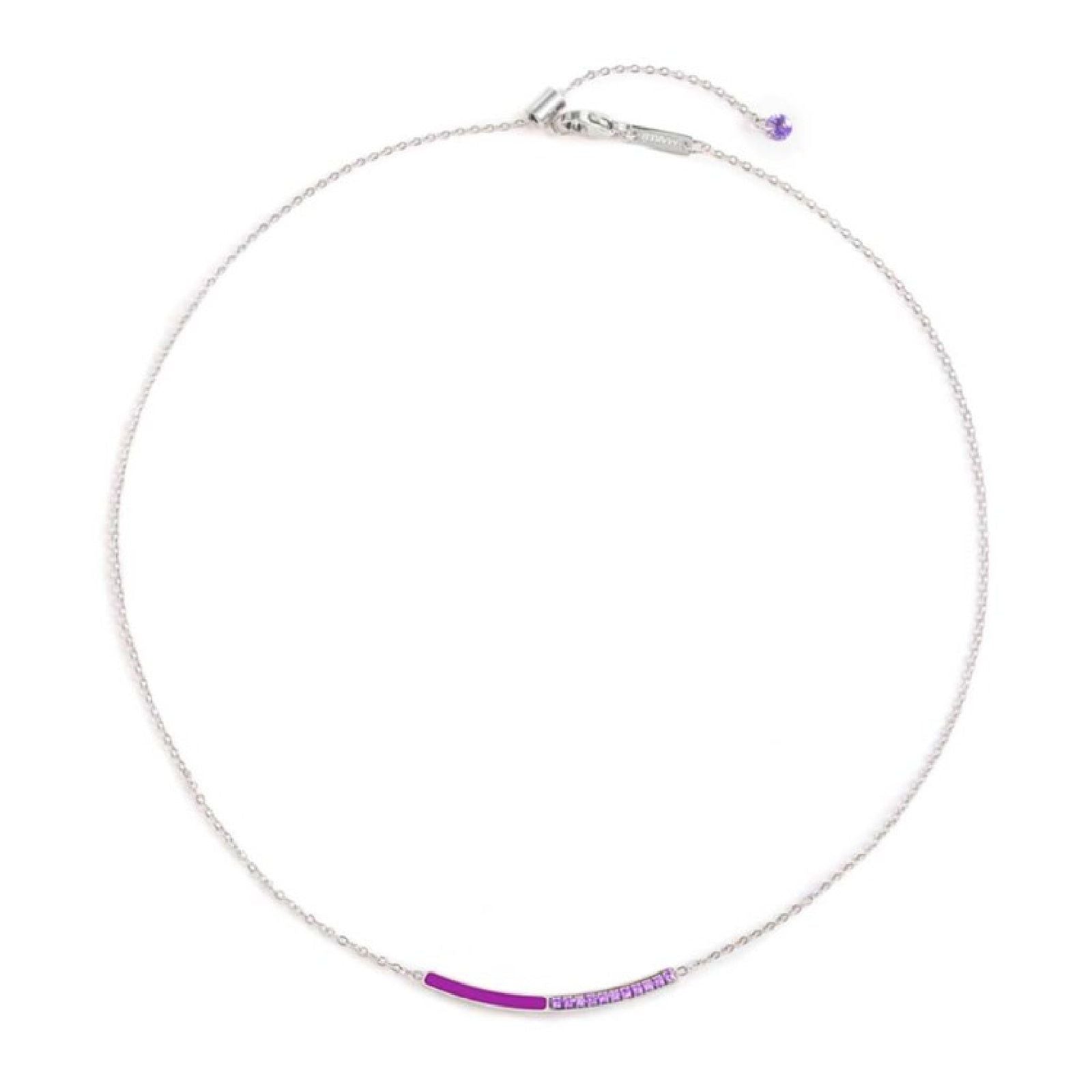 Collana girocollo Marlù Sparkles donna acciaio con zirconi e smalto viola 31CN0003-P-3