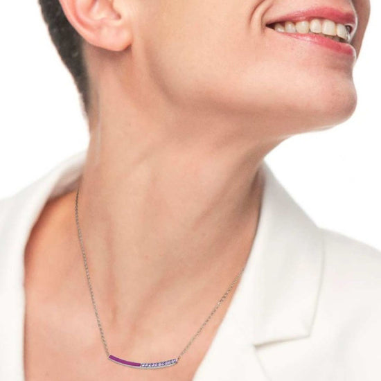 Collana girocollo Marlù Sparkles donna acciaio con zirconi e smalto viola 31CN0003-P-4